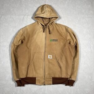 Vintage Carhartt Jacket Size Large Active Hooded Duck Made in USA J03BRN JR106